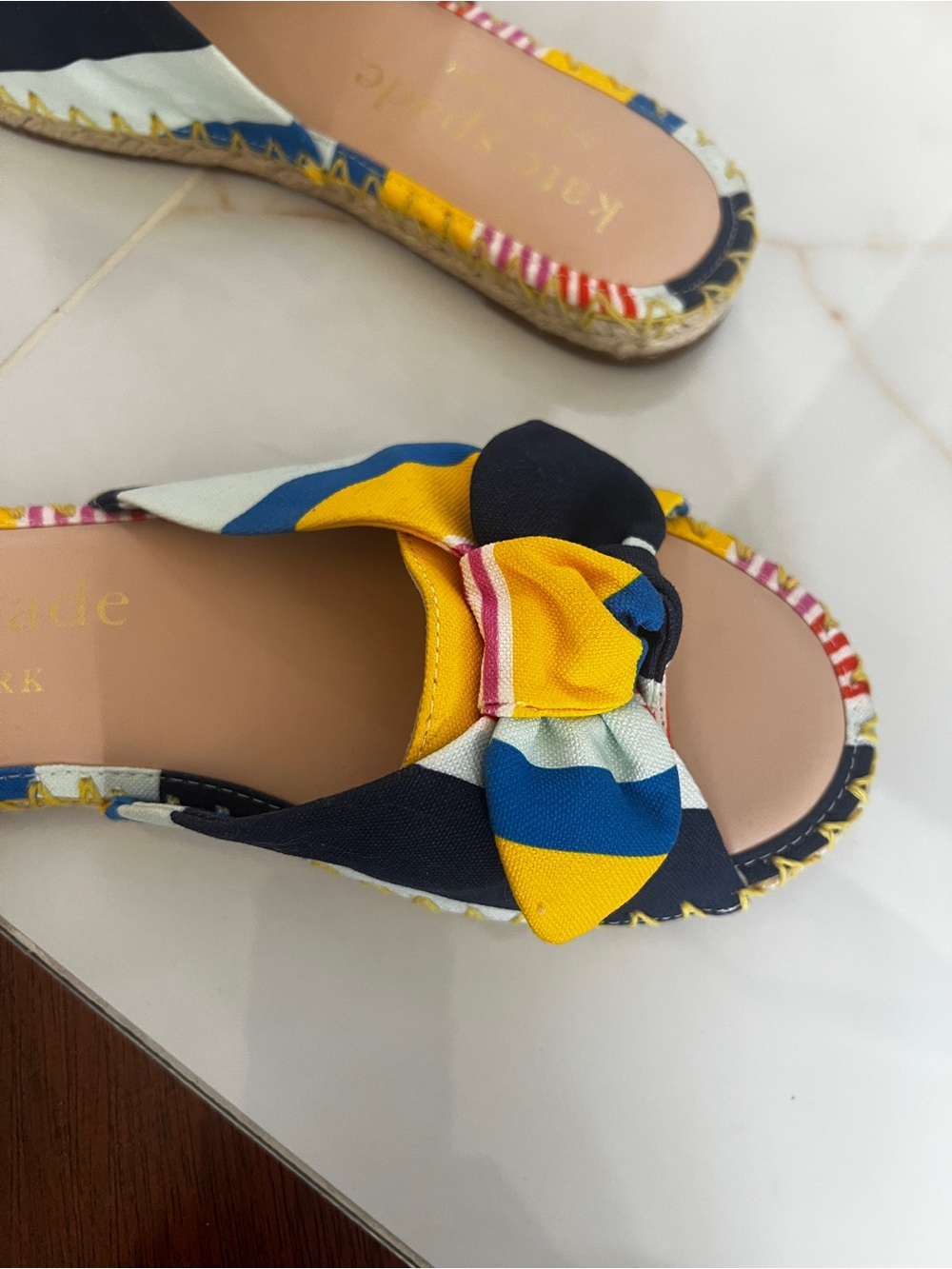 kate spade Multicolor Knotted Slide Mules - Yellow, Blue, Black - Picture 4 of 5